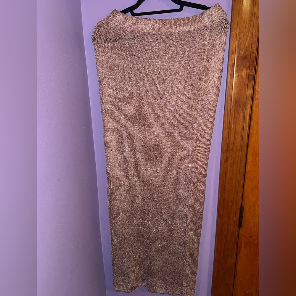 White Fox Star Shining Sequin Knit Maxi Skirt - Picture 2 of 3